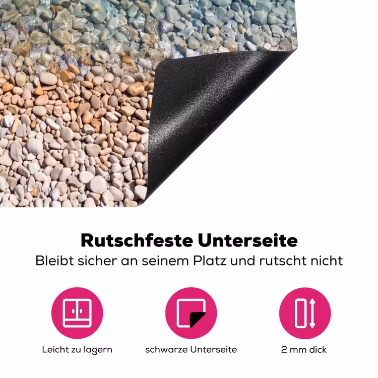 Water - Kiezels - Natuur - Levendig - Turkoois Inductie beschermer vinyl 3mm middel -zzzzzzz-lf-onderkant