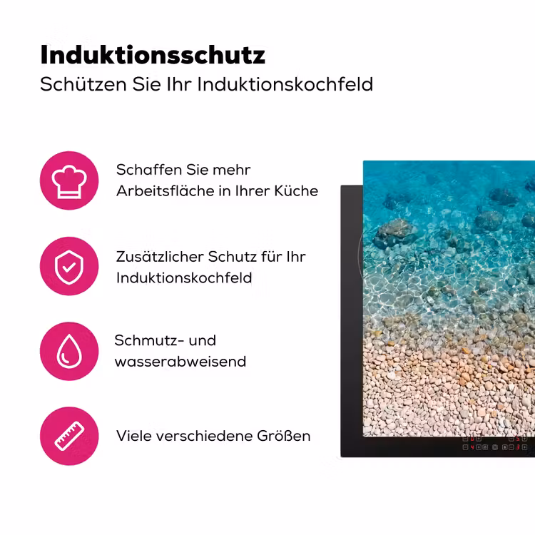 Water - Kiezels - Natuur - Levendig - Turkoois Inductie beschermer vinyl 3mm middel -zzzzzzz-lf-ups
