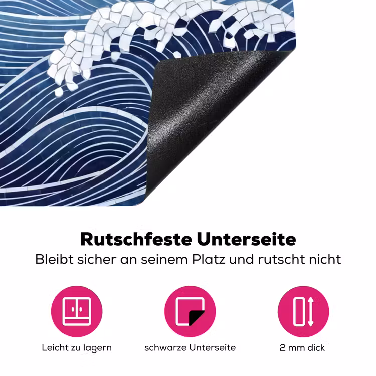 Water - Mozaïek - Landschap - Modern - Blauw Inductie beschermer vinyl 3mm klein -zzzzzzz-lf-onderkant