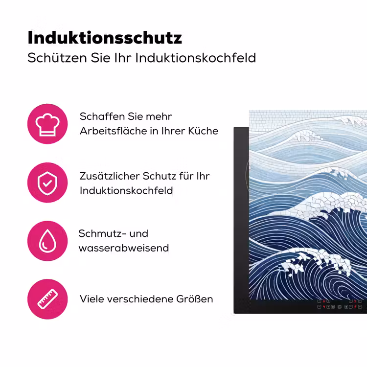 Water - Mozaïek - Landschap - Modern - Blauw Inductie beschermer vinyl 3mm klein -zzzzzzz-lf-ups