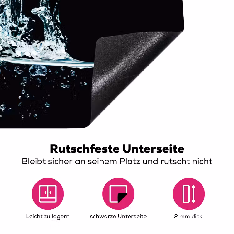 Water - Fruit - Sinaasappel - Aardbei - Kers - Zwart Inductie beschermer vinyl 3mm klein -zzzzzzz-lf-onderkant