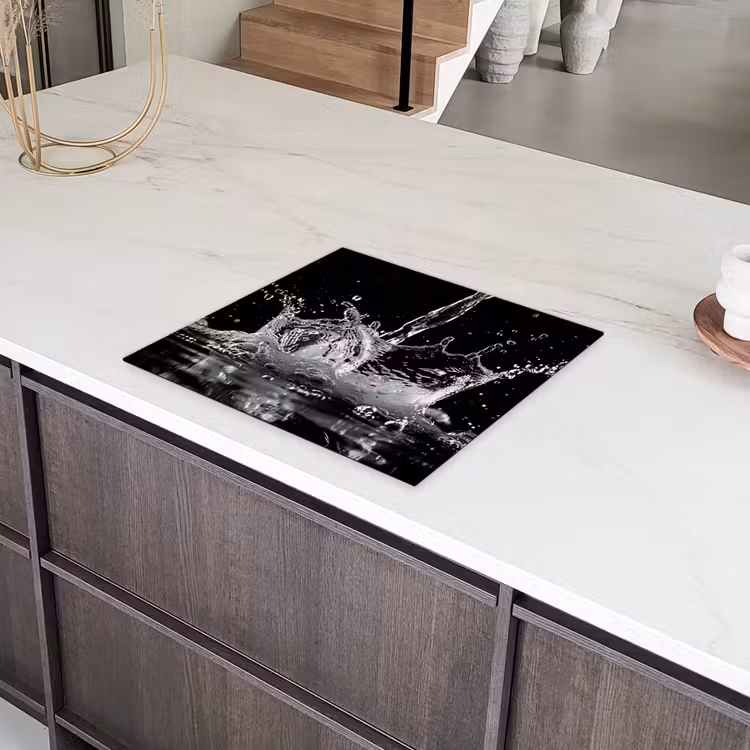 Water - Splash - Zwart Inductie beschermer vinyl 3mm middel -sfeer8