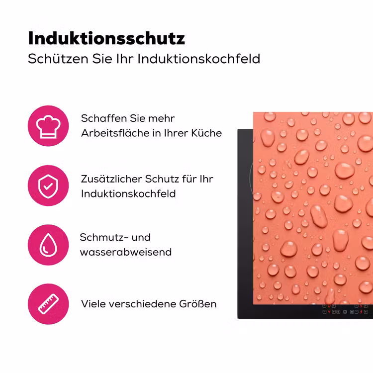 Water - Druppels - Roze Inductie beschermer vinyl 3mm klein -zzzzzzz-lf-ups