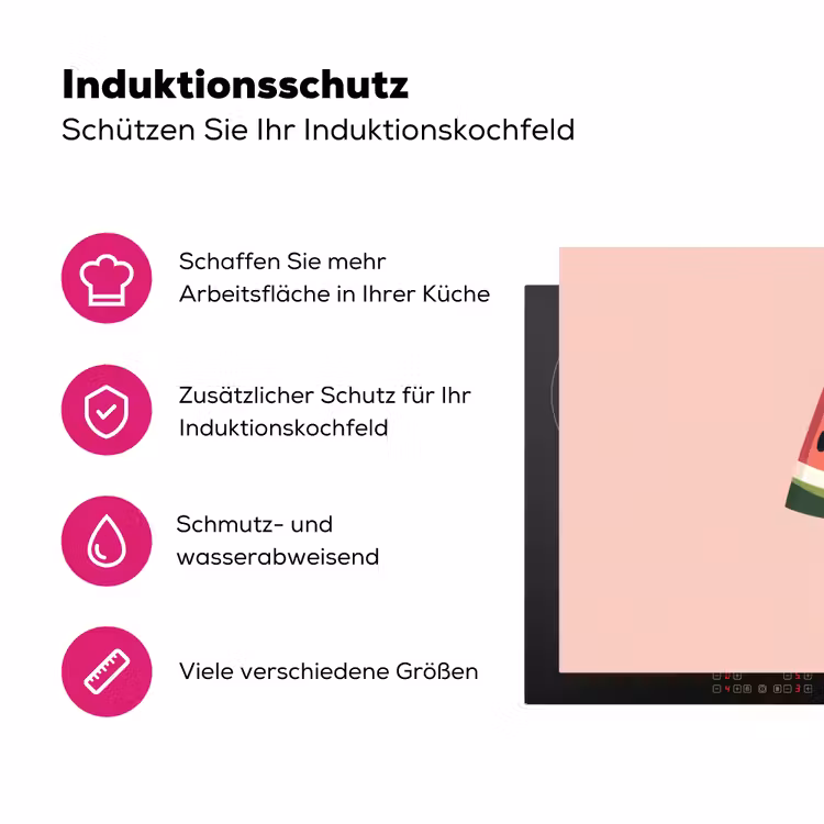 Watermeloen - Ijsje - Pitjes - Rood Inductie beschermer vinyl 3mm klein -zzzzzzz-lf-ups