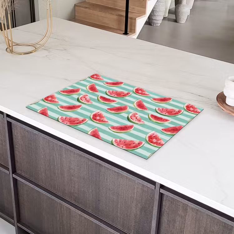 Watermeloen - Strepen - Groen Inductie beschermer vinyl 3mm klein 276 -sfeer8