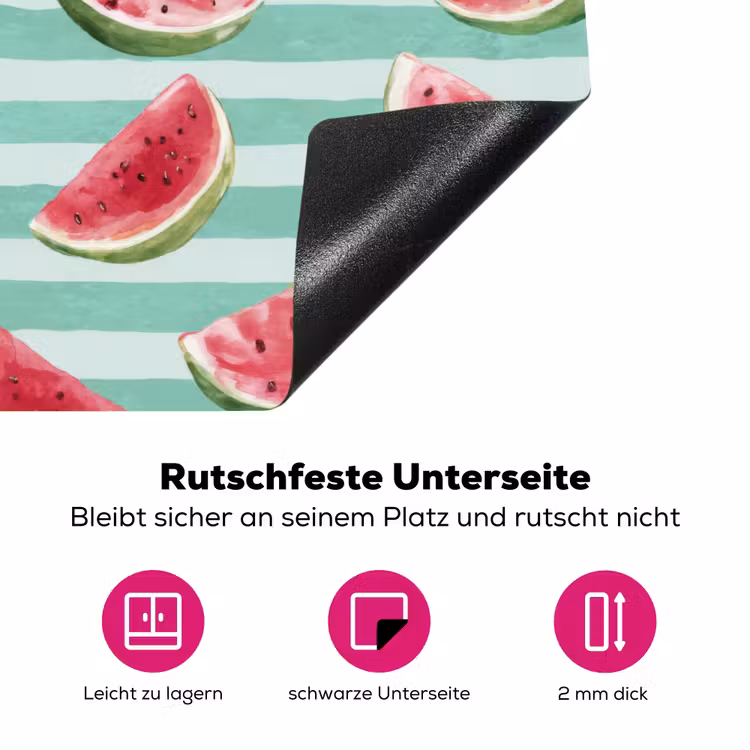 Watermeloen - Strepen - Groen Inductie beschermer vinyl 3mm klein 276 -zzzzzzz-lf-onderkant