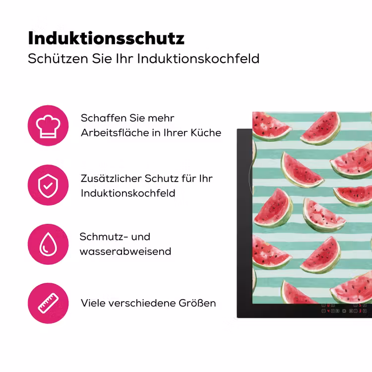 Watermeloen - Strepen - Groen Inductie beschermer vinyl 3mm klein 276 -zzzzzzz-lf-ups