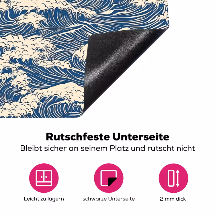 Golven - Klassiek - Blauw Inductie beschermer vinyl 3mm klein 276 -zzzzzzz-lf-onderkant