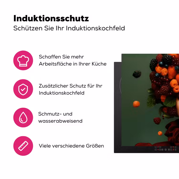 Vrouw - Aardbeien - Frambozen - Bramen - Bessen Inductie beschermer vinyl 3mm klein -zzzzzzz-lf-ups
