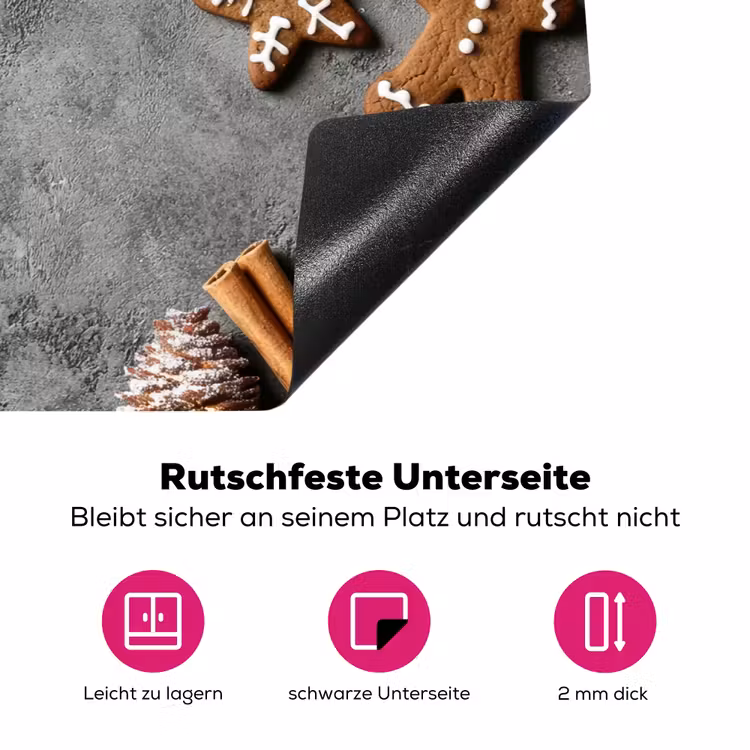 Kerst - Bakken - Grijs - Landelijk Inductie beschermer vinyl 3mm klein -zzzzzzz-lf-onderkant