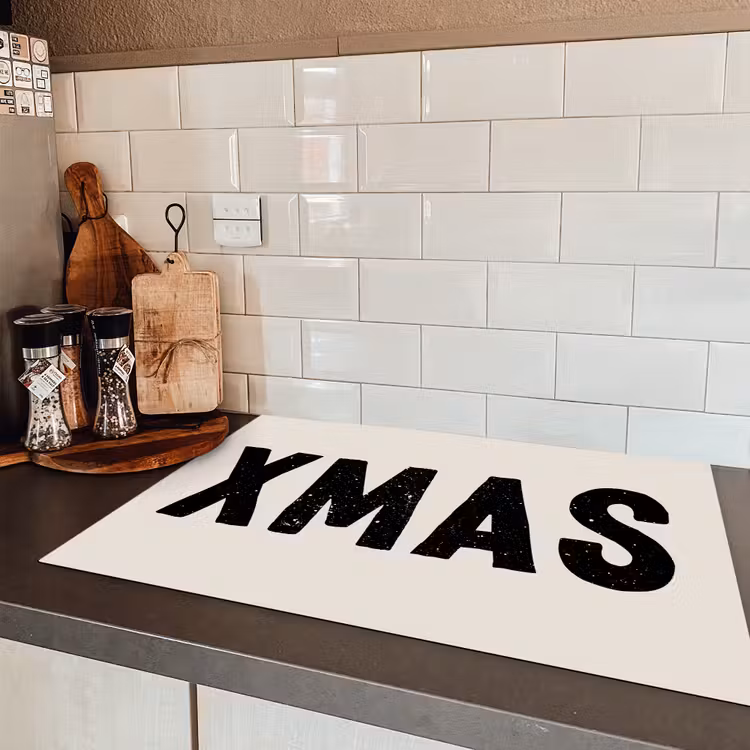 Kerst - Beige - Quotes - Xmas - Feestdagen Inductie beschermer vinyl 3mm klein -sfeer3