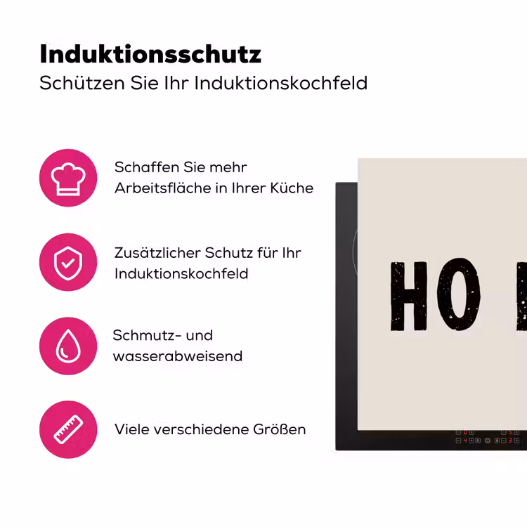 Kerstmis - Ho ho ho - Spreuken - Beige - Kerstman Inductie beschermer vinyl 3mm klein -zzzzzzz-lf-ups