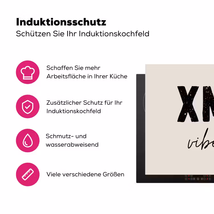 Kerst - Spreuk - xmas vibes only - Beige Inductie beschermer vinyl 3mm klein -zzzzzzz-lf-ups