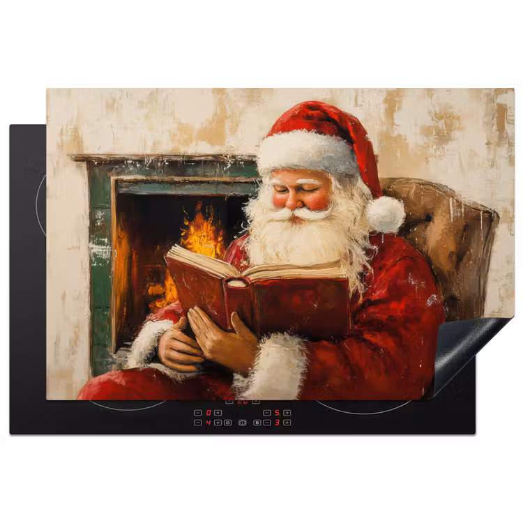 Kerst - Kerstman - Winter - Open Haard Inductie beschermer vinyl 3mm klein -3d