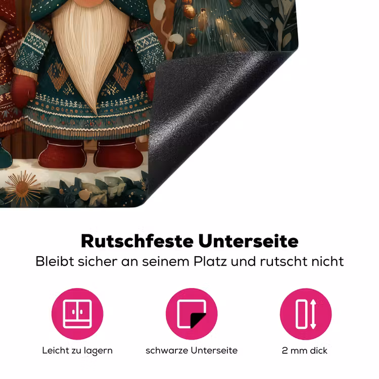 Kerst - Gnomen - Peperkoekhuisje - Rood - Groen Inductie beschermer vinyl 3mm middel -zzzzzzz-lf-onderkant