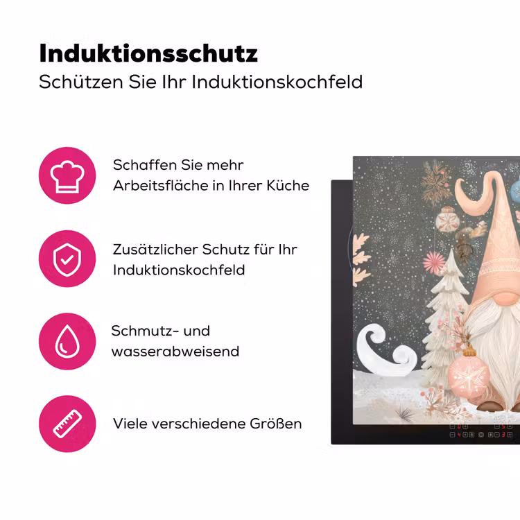 Kerst - Gnomen - Pastel Inductie beschermer vinyl 3mm klein -zzzzzzz-lf-ups