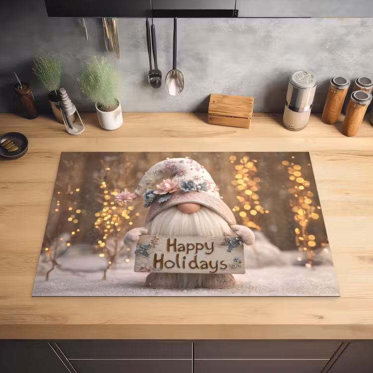 Kerst - Gnome - Bord - Kleurrijk Inductie beschermer vinyl 3mm klein -sfeer5