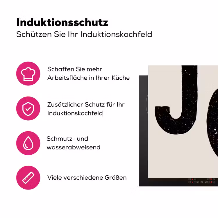 Kerst - Quote - Joy - Zwart - Feestdagen Inductie beschermer vinyl 3mm klein -zzzzzzz-lf-ups
