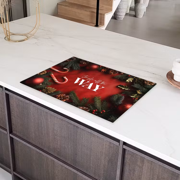 Kerst - Quote - Rood - Kerstballen Inductie beschermer vinyl 3mm klein -sfeer8
