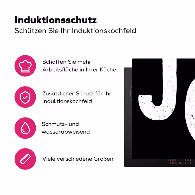 Kerstmis - Quotes - Joy - Zwart - Feest Inductie beschermer vinyl 3mm klein -zzzzzzz-lf-ups