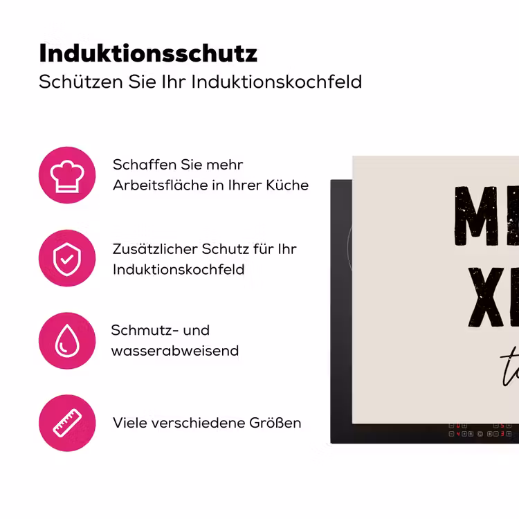 Kerst - Quotes - Merry xmas - Feestdagen - Zwart Inductie beschermer vinyl 3mm klein -zzzzzzz-lf-ups