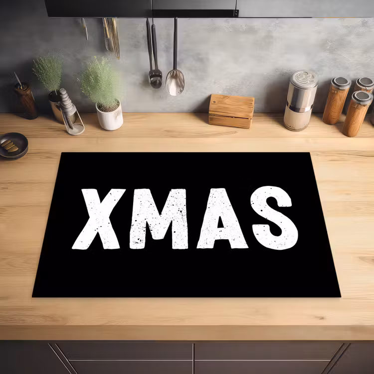 Kerst - Quotes - Xmas - Zwart - Feestdagen Inductie beschermer vinyl 3mm klein -sfeer5