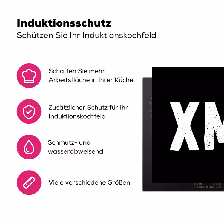 Kerst - Quotes - Xmas - Zwart - Feestdagen Inductie beschermer vinyl 3mm klein -zzzzzzz-lf-ups