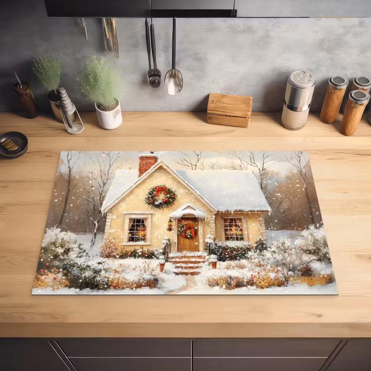 Kerst - Huis - Winter - Sneeuw Inductie beschermer vinyl 3mm klein -sfeer5