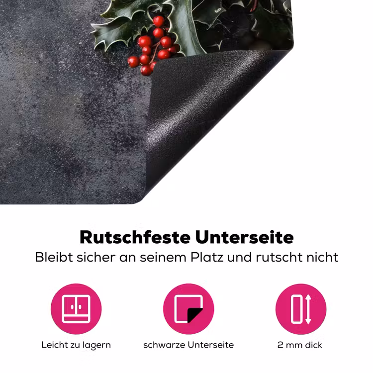 Christmas - Takken - Winter - Rood Inductie beschermer vinyl 3mm klein -zzzzzzz-lf-onderkant
