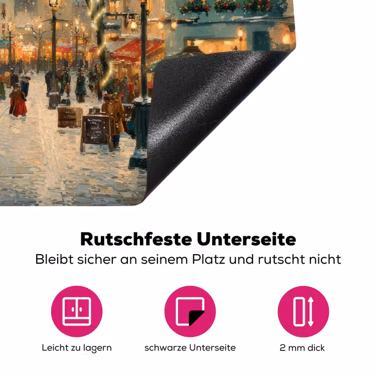 Kerstsfeer - Stadsplein - Kleurrijk Inductie beschermer vinyl 3mm klein -zzzzzzz-lf-onderkant