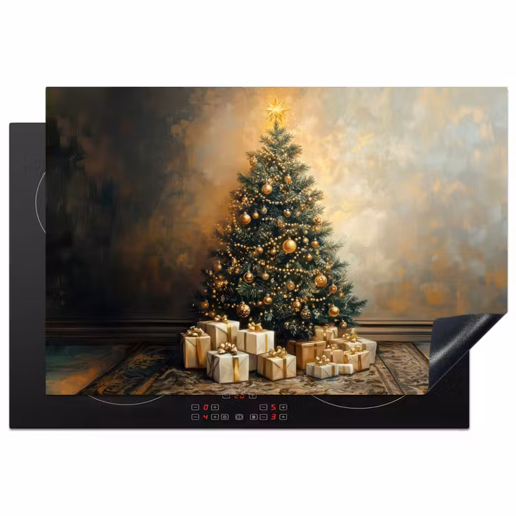 Kerstboom - Cadeaus - Goud Inductie beschermer vinyl 3mm klein -3d