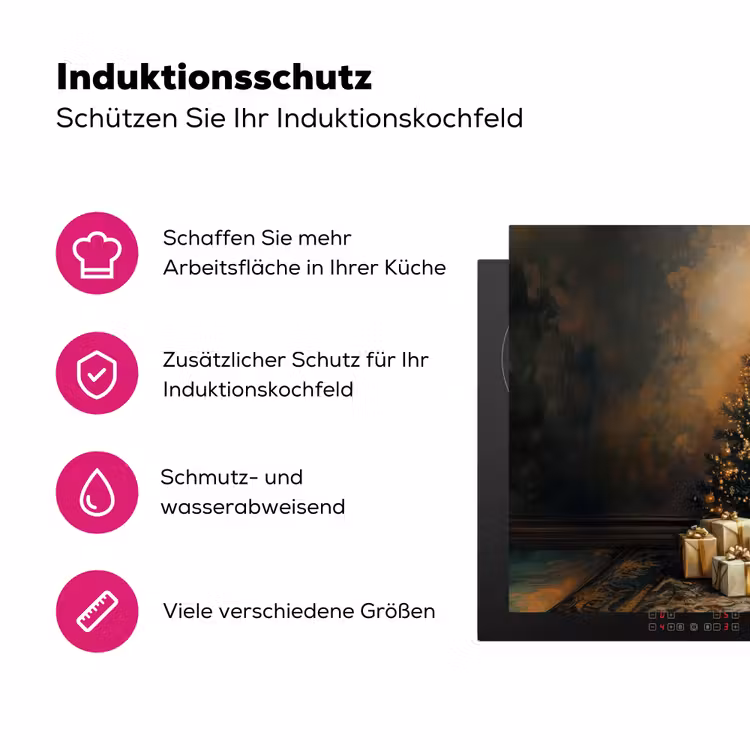 Kerstboom - Cadeaus - Goud Inductie beschermer vinyl 3mm klein -zzzzzzz-lf-ups