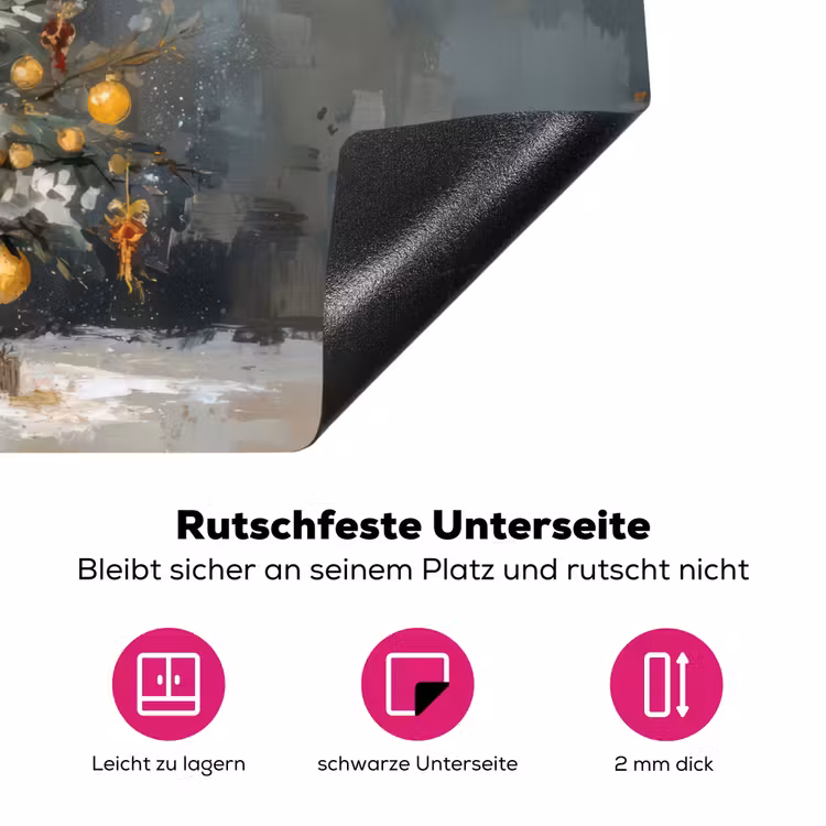 Kerstboom - Cadeaus - Rood - Goud Inductie beschermer vinyl 3mm klein -zzzzzzz-lf-onderkant