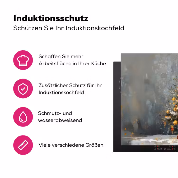 Kerstboom - Cadeaus - Rood - Goud Inductie beschermer vinyl 3mm klein -zzzzzzz-lf-ups