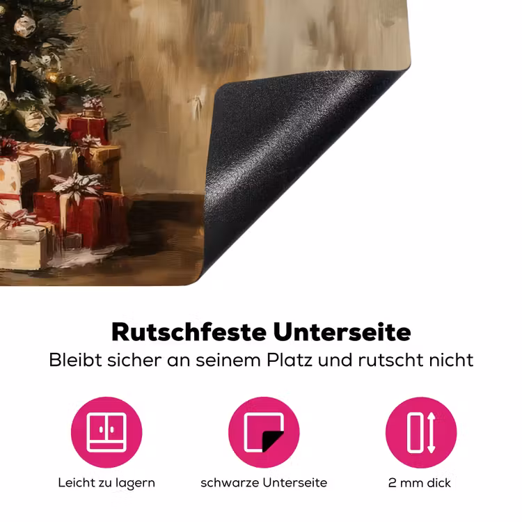 Kerstboom - Versierd - Kleurrijk Inductie beschermer vinyl 3mm klein -zzzzzzz-lf-onderkant