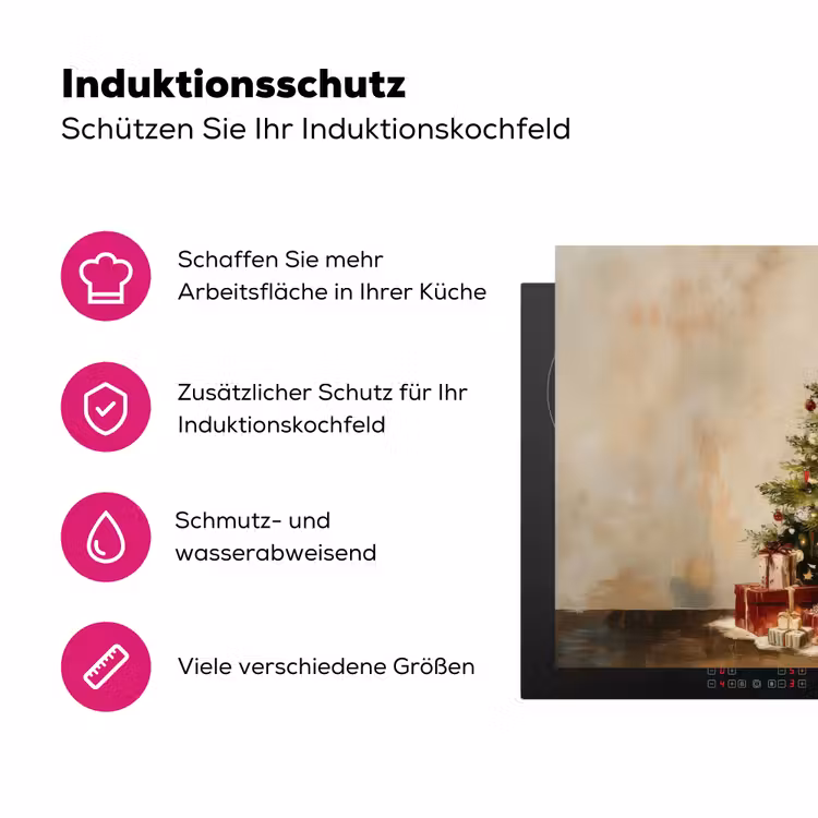 Kerstboom - Versierd - Kleurrijk Inductie beschermer vinyl 3mm klein -zzzzzzz-lf-ups