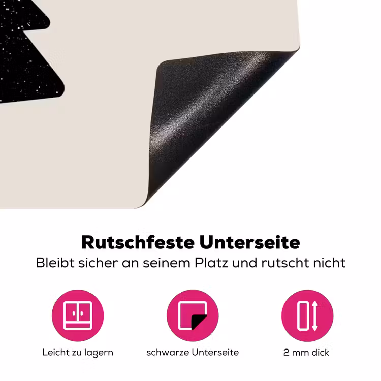 Kerstboom - Zwart - Feestdagen - Beige Inductie beschermer vinyl 3mm klein -zzzzzzz-lf-onderkant