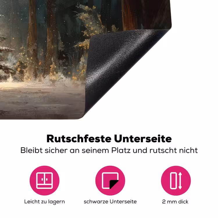 Kerstboom - Bos - Sneeuw - meerkleurig Inductie beschermer vinyl 3mm klein -zzzzzzz-lf-onderkant