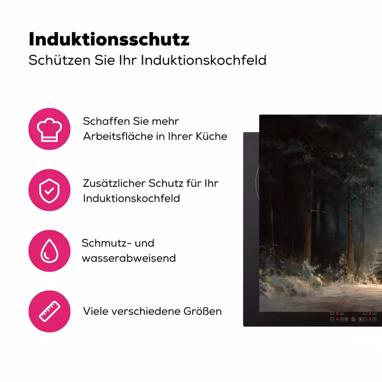 Kerstboom - Bos - Sneeuw - meerkleurig Inductie beschermer vinyl 3mm klein -zzzzzzz-lf-ups