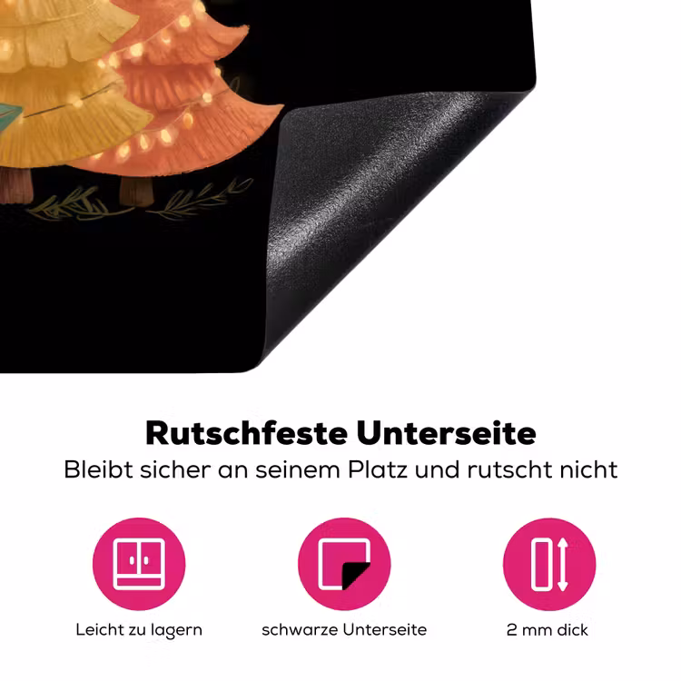 Kerstbomen - Kleurrijk - Lichtjes - Ster Inductie beschermer vinyl 3mm klein -zzzzzzz-lf-onderkant