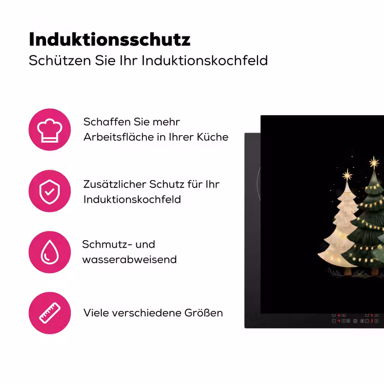 Kerstbomen - Kleurrijk - Lichtjes - Ster Inductie beschermer vinyl 3mm klein -zzzzzzz-lf-ups