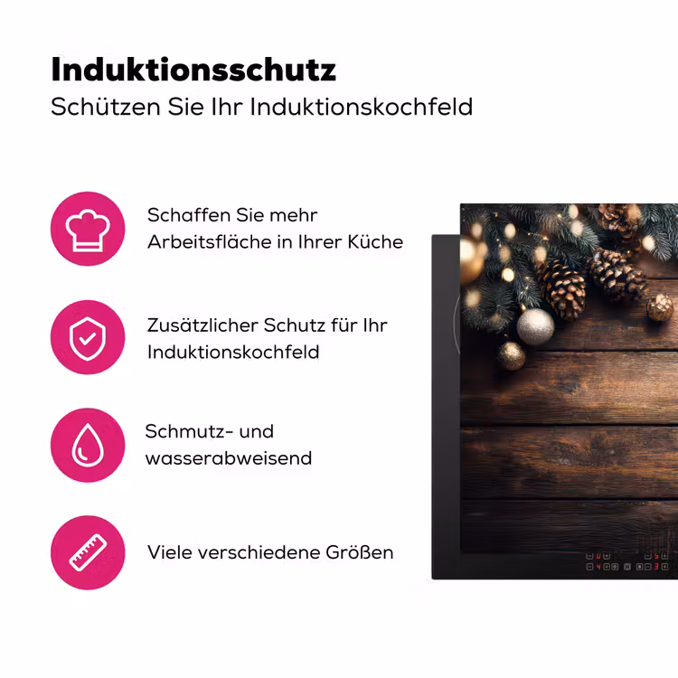 Kerstdecoratie - Houten - Dennenappel - Bruin Inductie beschermer vinyl 3mm klein -zzzzzzz-lf-ups