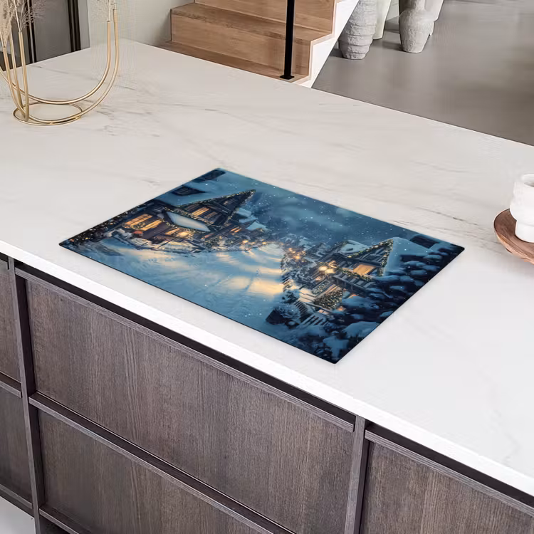 Kerstdorp - Kerst - Sneeuw - Winter Inductie beschermer vinyl 3mm klein -sfeer8