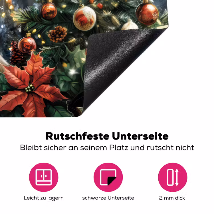 Kerstfeest - Dennenbos - Rood Inductie beschermer vinyl 3mm klein -zzzzzzz-lf-onderkant