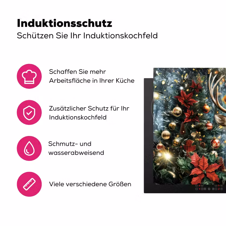 Kerstfeest - Dennenbos - Rood Inductie beschermer vinyl 3mm klein -zzzzzzz-lf-ups