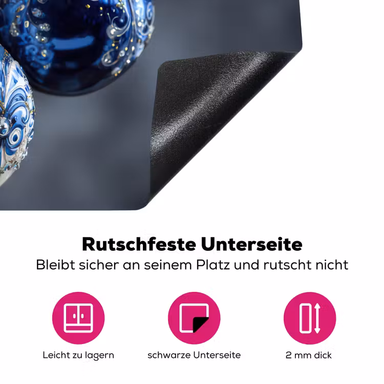 Kerstbal - Versierd - Blauw Inductie beschermer vinyl 3mm klein -zzzzzzz-lf-onderkant