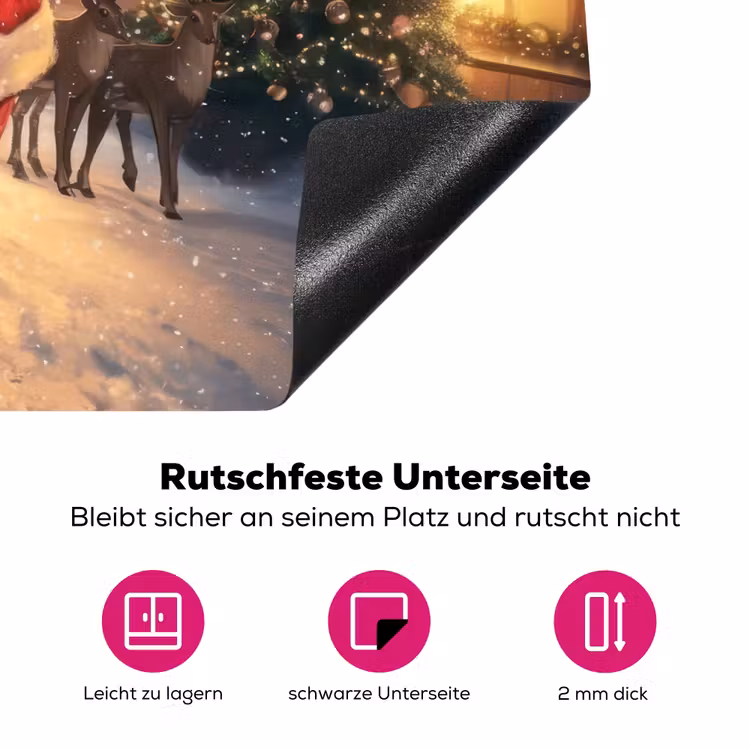 Kerstman - Dorp - Hert - Donker Inductie beschermer vinyl 3mm klein -zzzzzzz-lf-onderkant