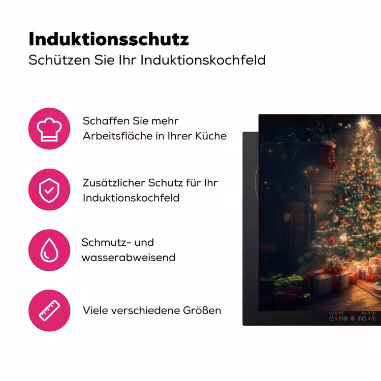 Kerstman - Haard - Donker Inductie beschermer vinyl 3mm klein -zzzzzzz-lf-ups
