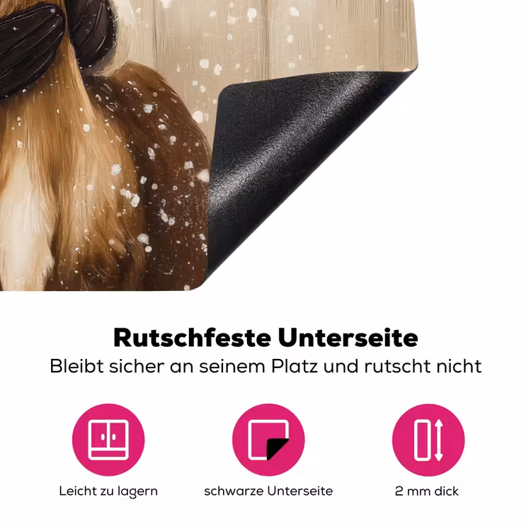 Kerstman - Rendier - Sneeuw - Kleurrijk Inductie beschermer vinyl 3mm klein -zzzzzzz-lf-onderkant