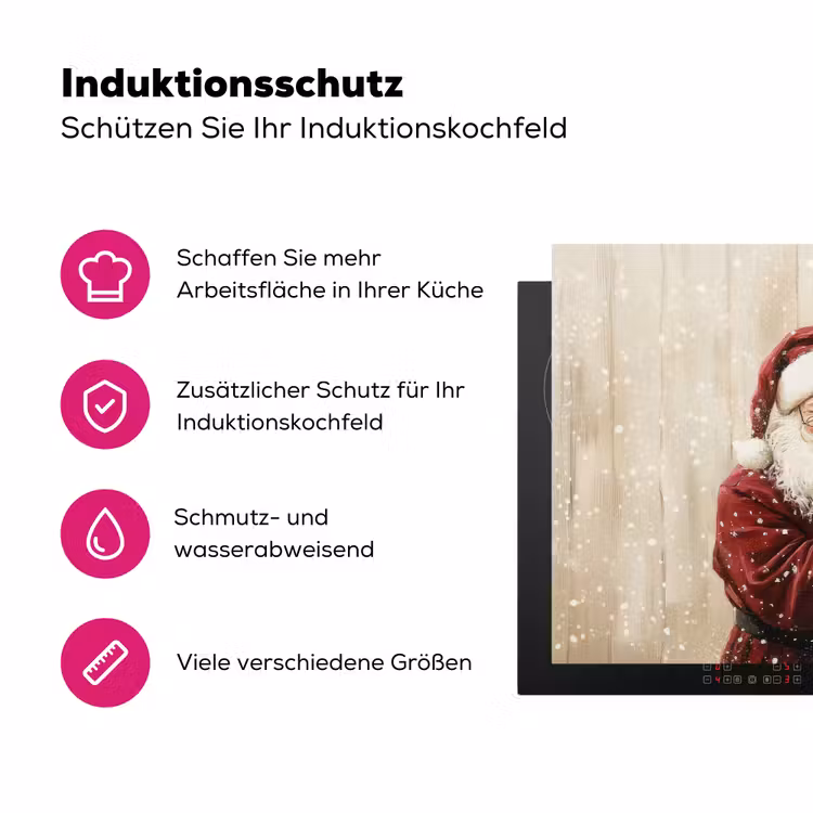 Kerstman - Rendier - Sneeuw - Kleurrijk Inductie beschermer vinyl 3mm klein -zzzzzzz-lf-ups